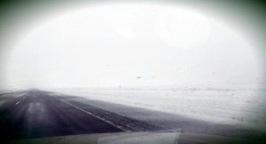 Ancient River drives through a snowstorm en route to Denver