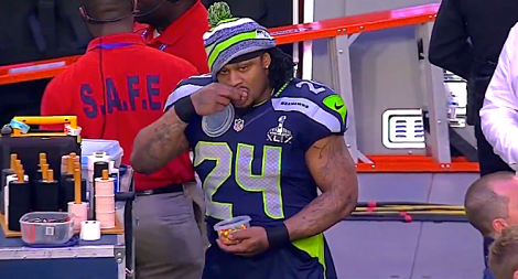 Marshawn Lynch eating Skittles